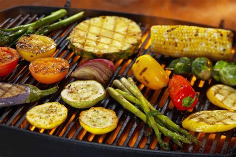 cooking vegetables on a gas grill